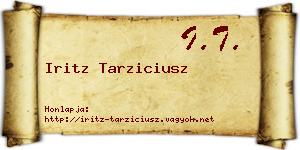 Iritz Tarziciusz névjegykártya